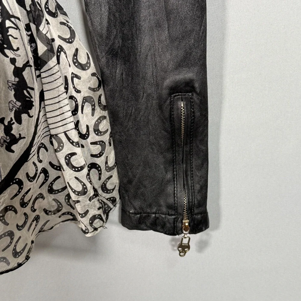 Women Stylish Jacket Rare M Skull Zip Multiple Layers Faux‎ Leather Small Arm